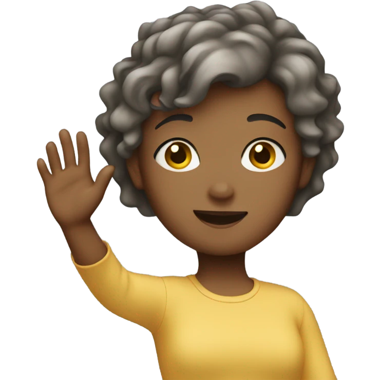 Short hair girl waving emoji