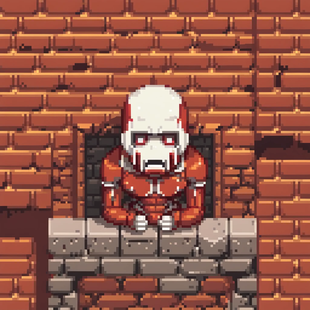 Colossal Titan peering over the wall from Attack on Titan emoji