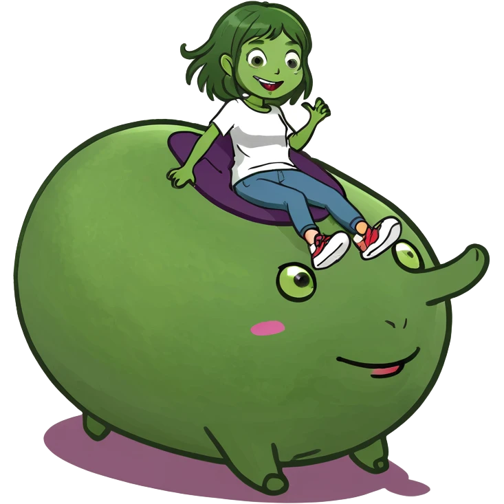 Girl riding the eggplant emoji