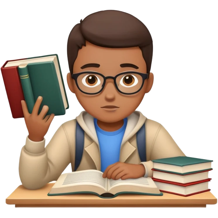 student with books studying emoji
