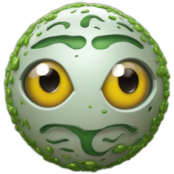 3d sphere with a cartoon Slime skin texture with Eye of Horus emoji