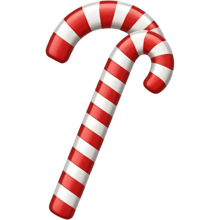 Classic Red-White Cane: Curved striped red-and-white candy cane. emoji