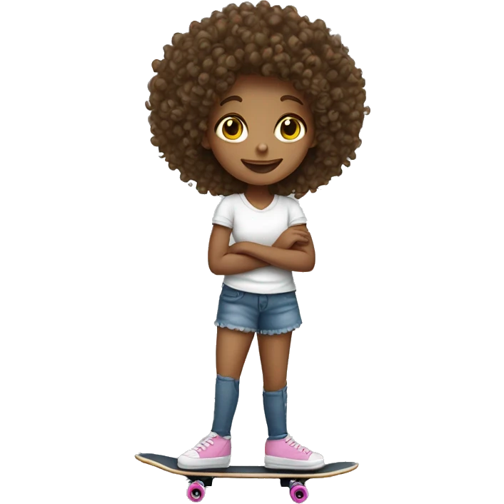 Curly haired girl on a skate emoji