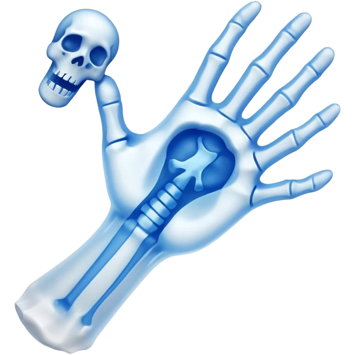 3D render of Broken Bone Cast, X-Ray imaging aesthetic, translucent materials showing internal structure, white plaster cast with a blue ghost overlay showing the break, medical scan style, emoji style, isolated on white background --v 6.0. emoji
