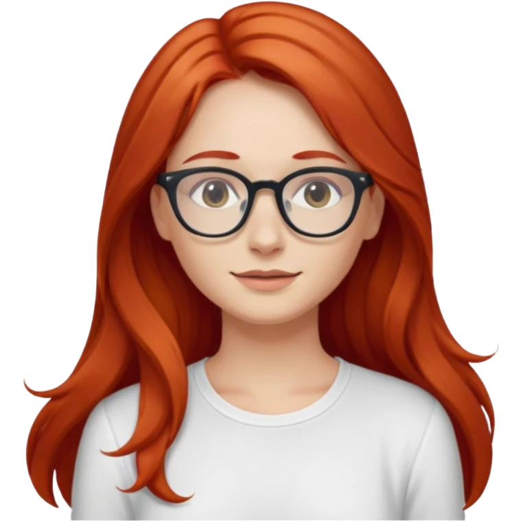 Rizada peli roja tono fuerte , blanquita con lentes y top blanco pelo largo  emoji