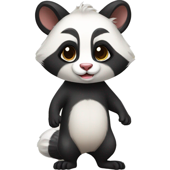 Cute skunk-panda-raccoon-ferret-cat-hybrid full body emoji