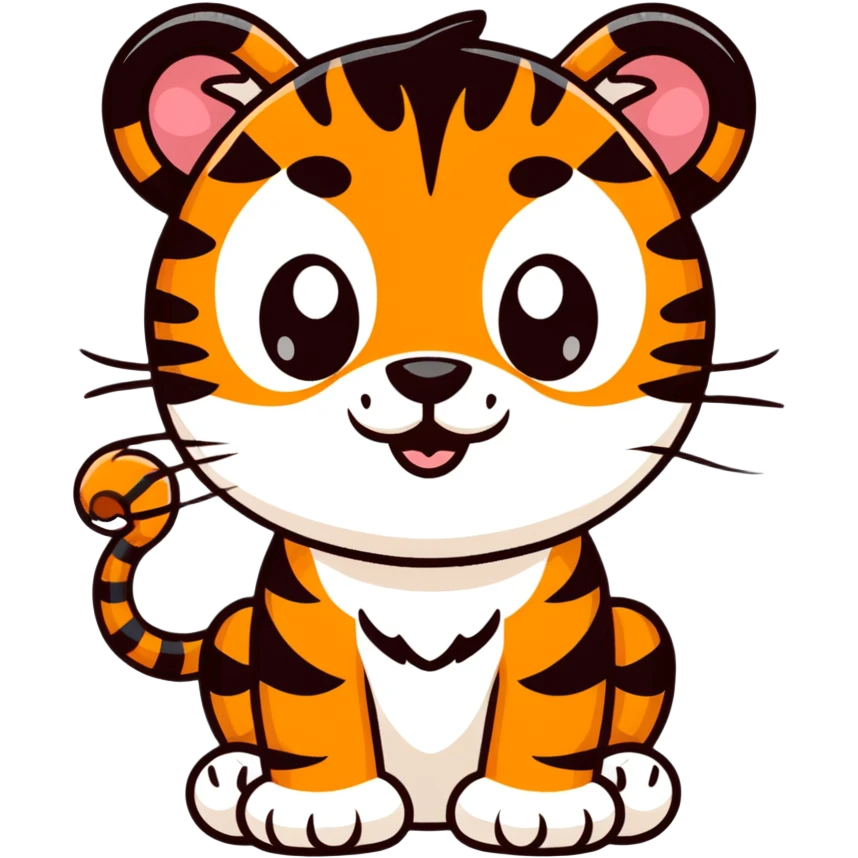 cute cartoon tiger with big eyes emoji