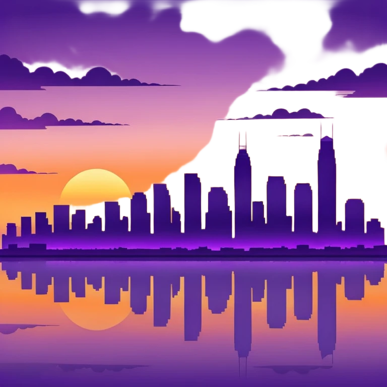 city skyline with sunset emoji