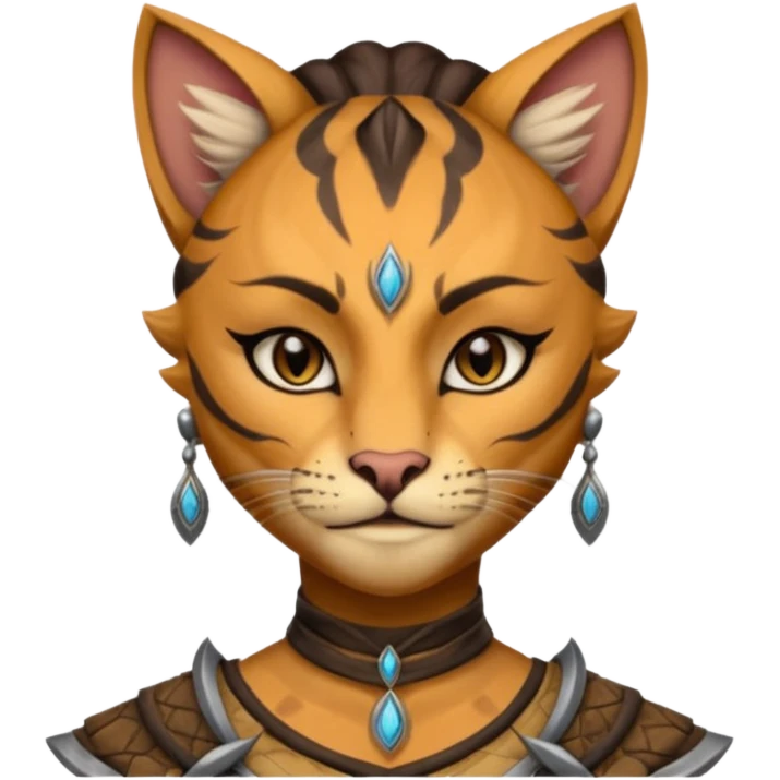 ESO female khajiit warrior with lashes and earrings emoji