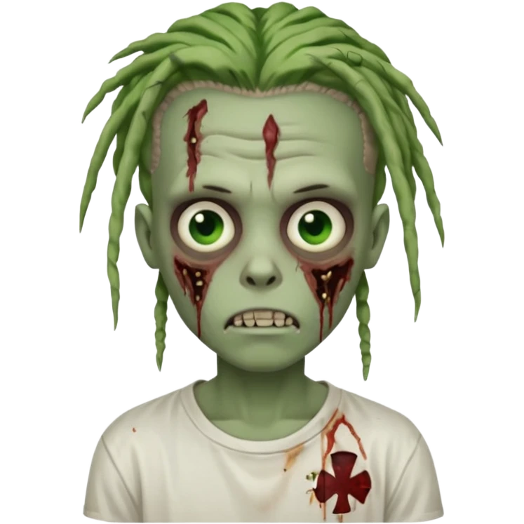 a zombie boy with a dreadlocks hair and a white t shirt  emoji