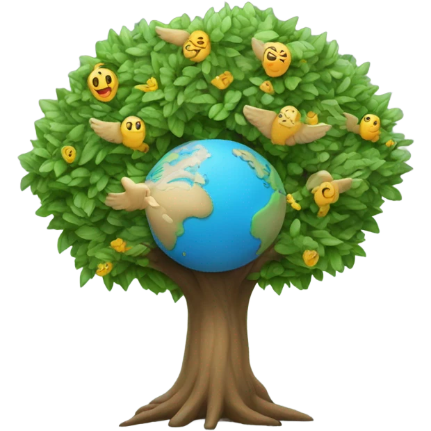 un arbol con cara y alas emoji