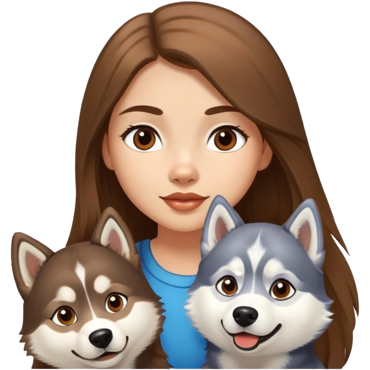 Girl with two huskies  emoji