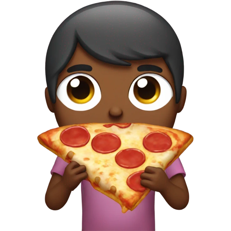An among us character eating pizza emoji