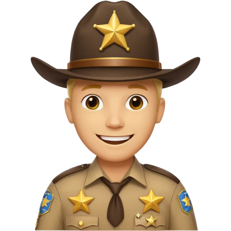 Generate me an emoji with a yellow man from the Apple emoji, in a realistic American sheriff's uniform emoji