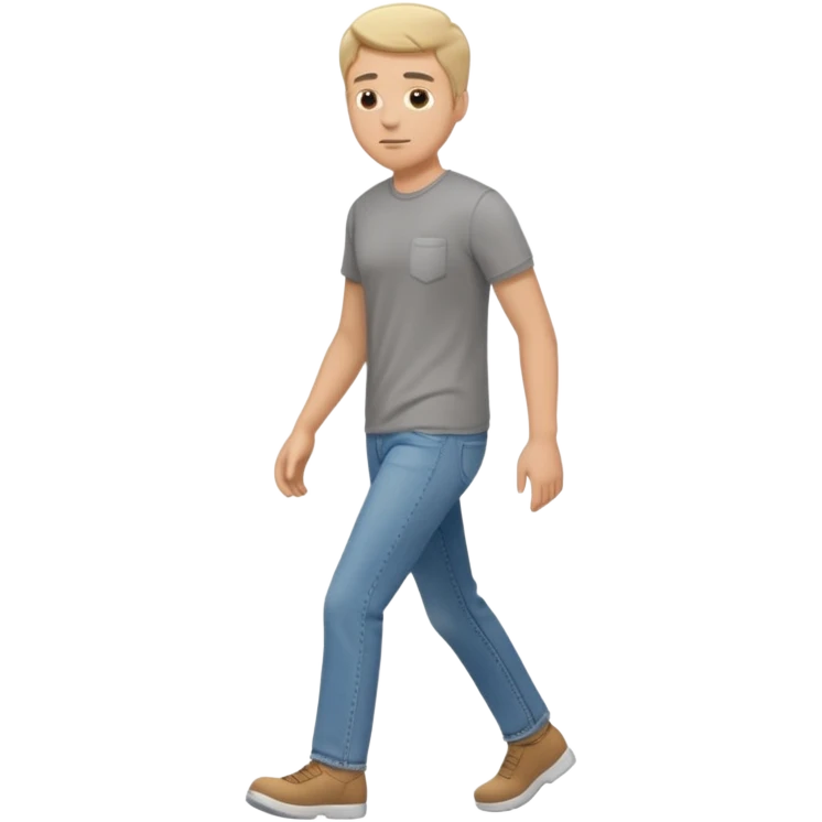 White male walking to the left full body in jeans and grey t-shirt emoji