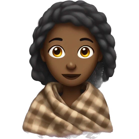 black girl covered in blanket emoji