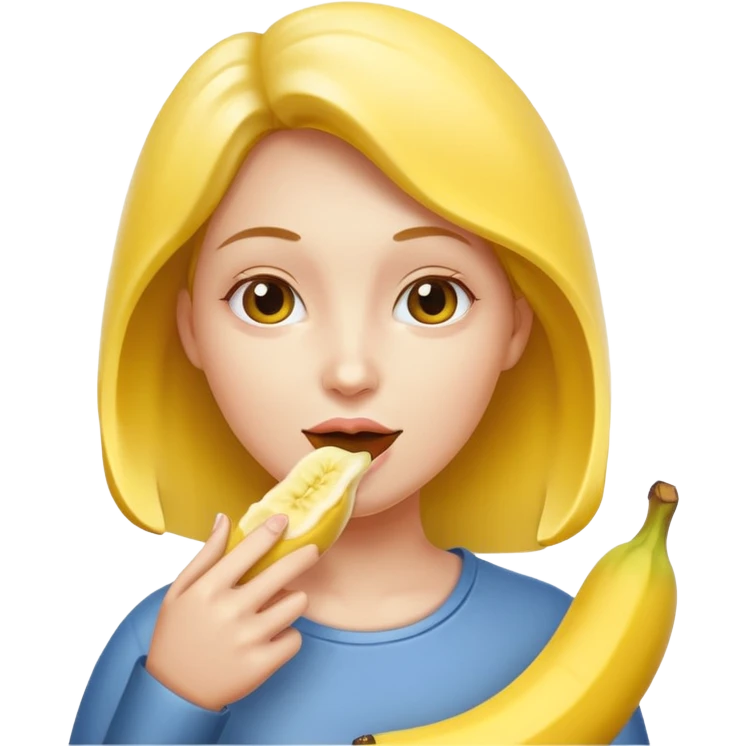 Frau isst geschälte Banane am Stück emoji