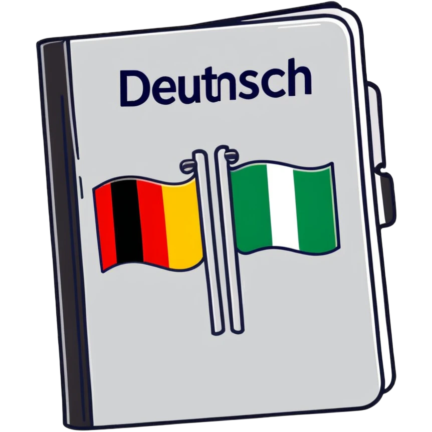 Dictionary book cover with German and Italian flags, labeled Deutsch-Italiano Dictionary emoji