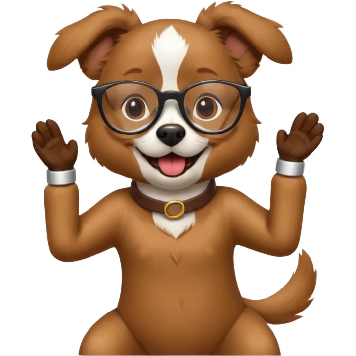 dancing dog with glasses emoji