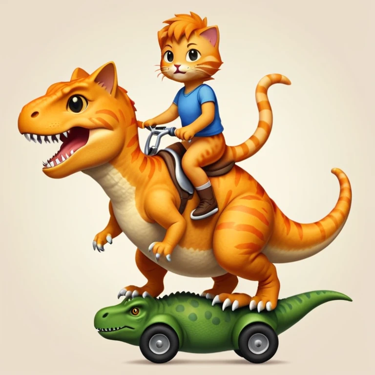 cat riding a trex emoji