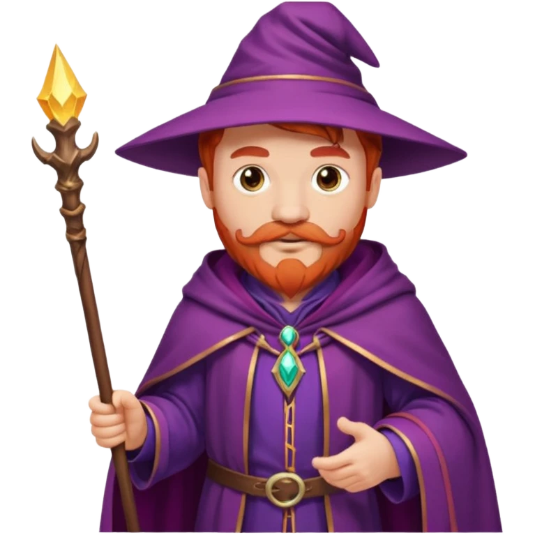 red haired wizard with mustache, purple cloack emoji