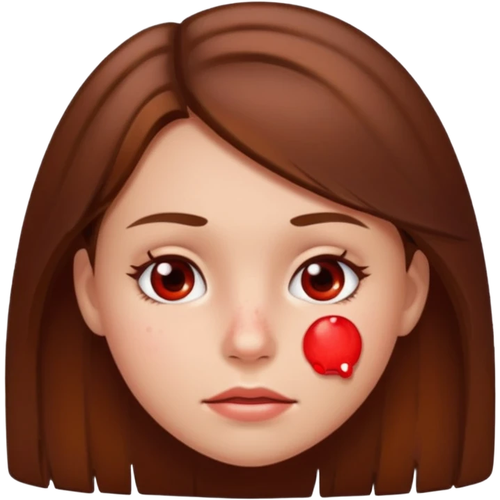Girl with brown hair and white red pimple  emoji