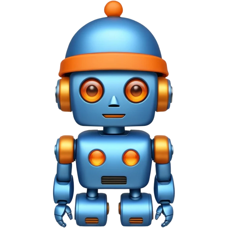 blue robot with orange winter hat emoji