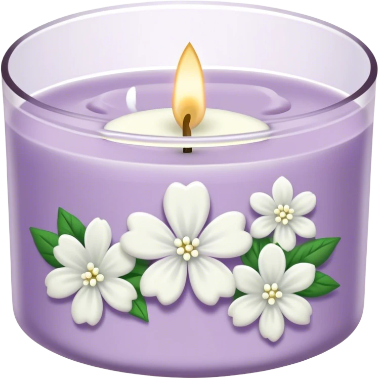 Light purple bath and body works small white floral line art candle emoji