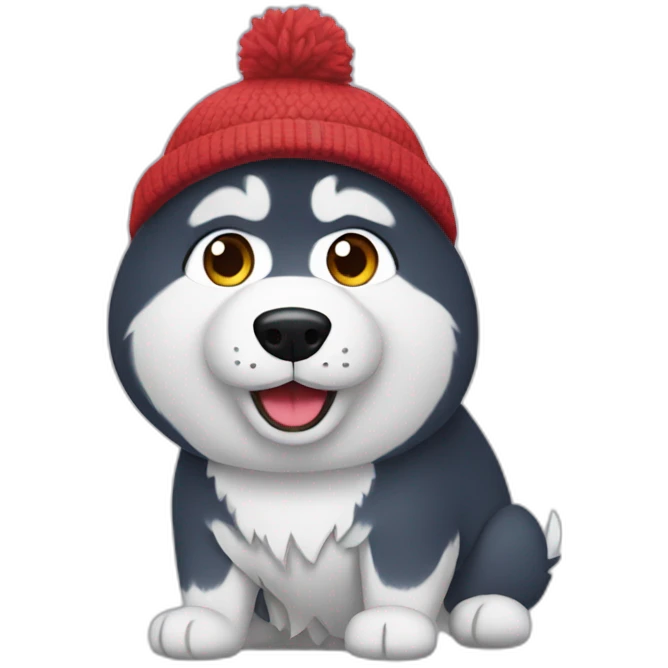 Husky wearing a beanie emoji