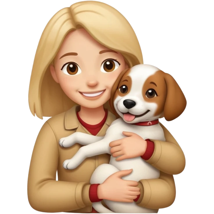 Person hugging a dog emoji