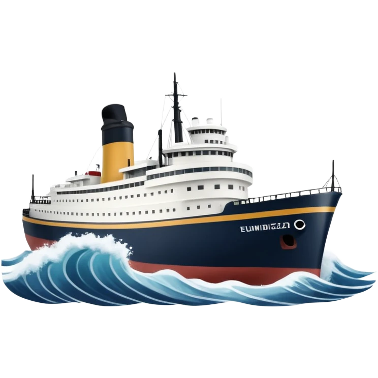 the Edmund Fitzgerald ship, with waves emoji