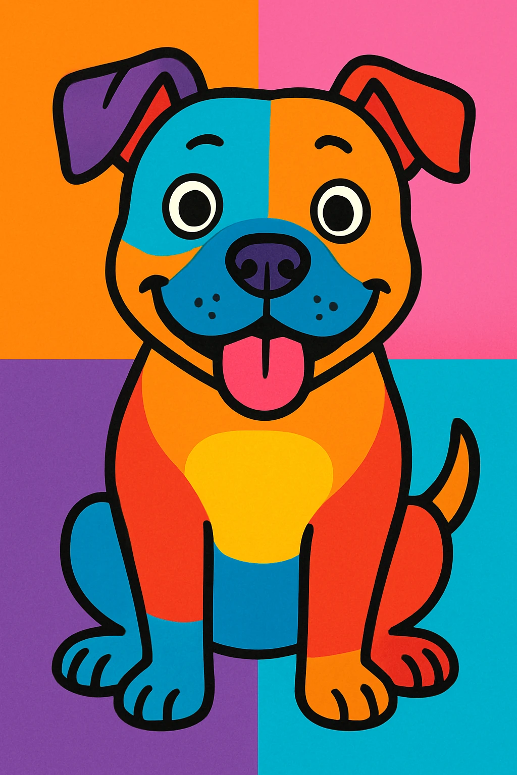 cartoon style pitbull dog, colorful and friendly emoji