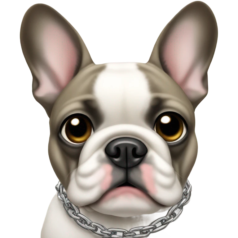 white Frenchie  with chain  emoji