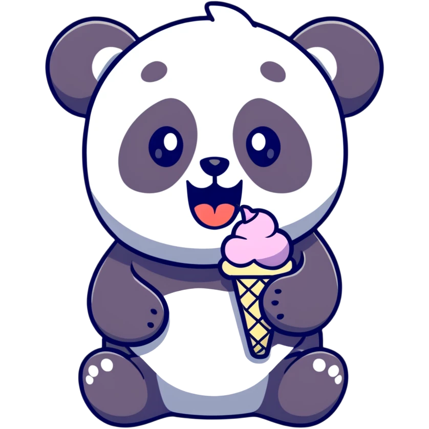 Panda eating ice cream emoji
