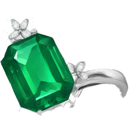 Dainty emerald ring with flowers diamonds  emoji