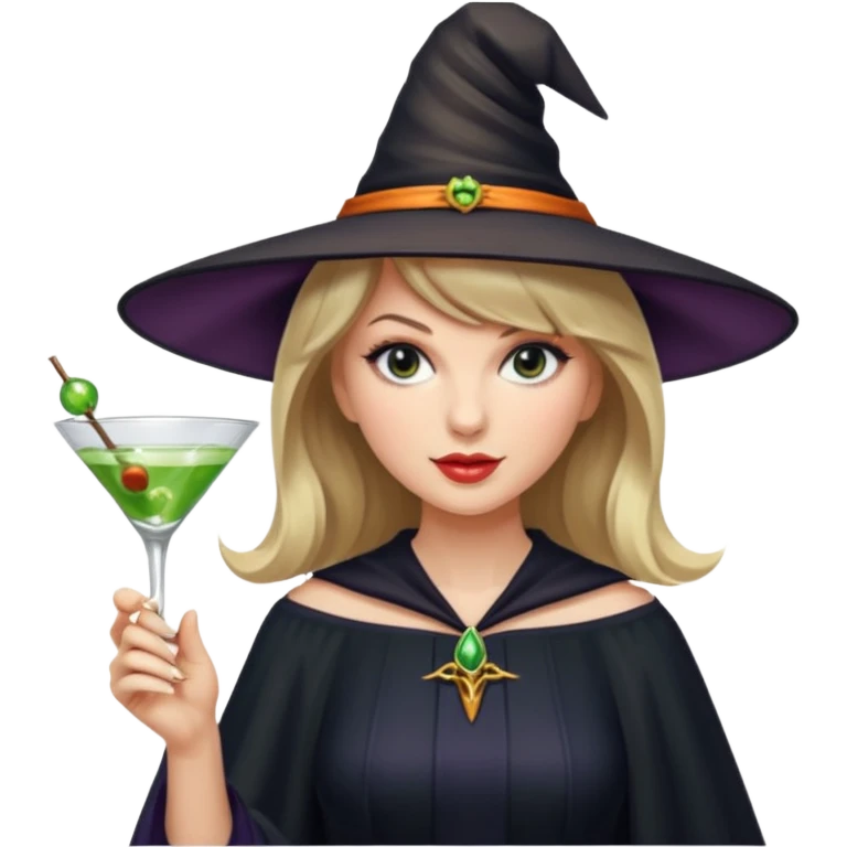 Taylor Swift as a witch with a martini glass emoji
