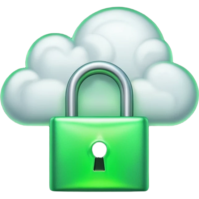 a cloud with a green glowing open padlock emoji