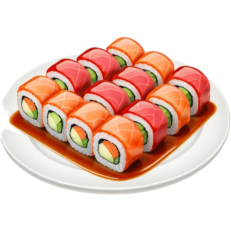 Sushi rolls with sauce restaurant style  emoji