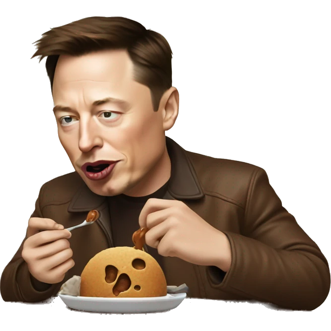 Elon musk eating a brown solid substance  emoji