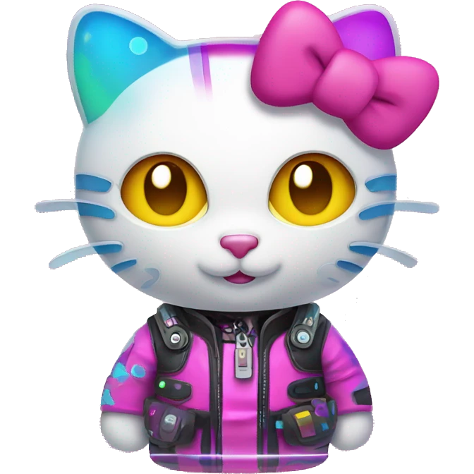 Hello kitti with futuristic colorful abstract background  emoji