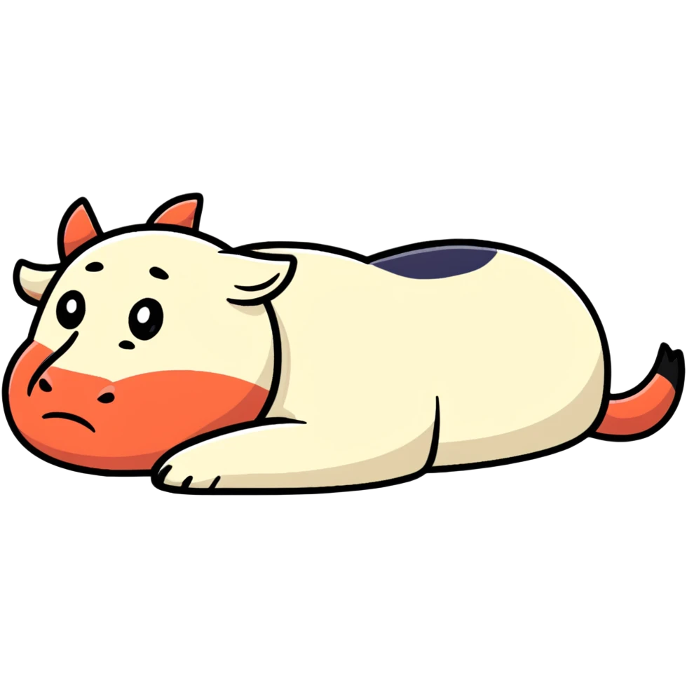 A character named Boksil lying down flat with a disappointed, defeated expression, looking completely discouraged emoji