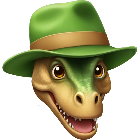 Dinosaur wearing a hat emoji