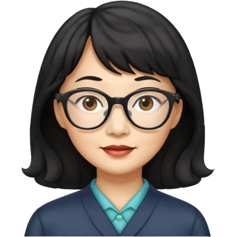 asian woman 50 yr old wavy hair bangs glasses emoji