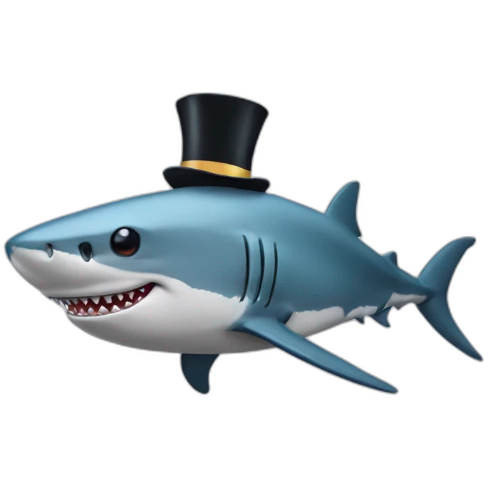 Shark with a top hat emoji