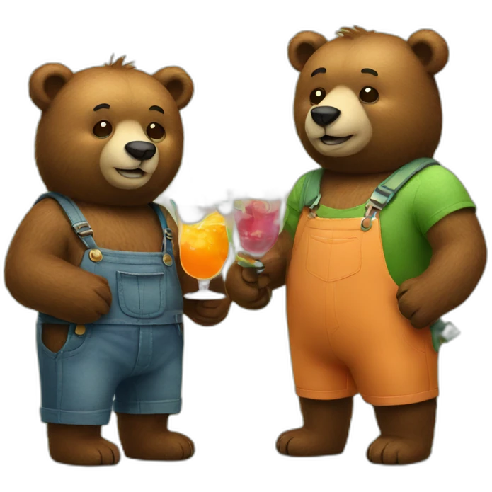 two bears drinking a cocktail emoji