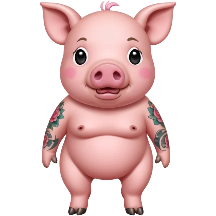 full body of pig having tattoo, front view emoji