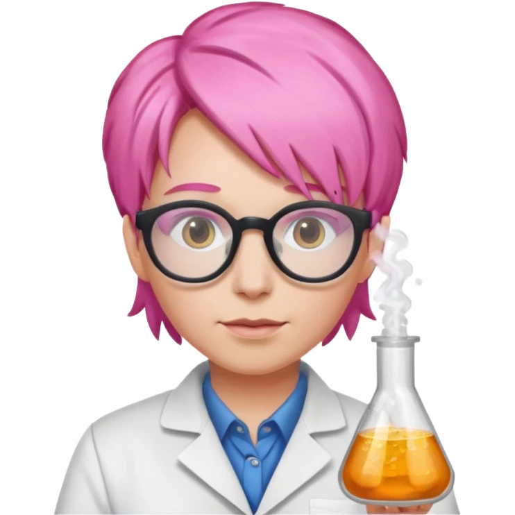 Scientist with pink hair AND pink glasses emoji