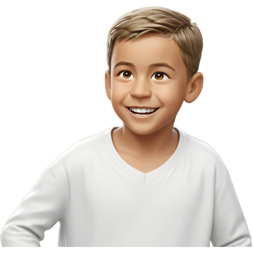smiling boy in white shirt emoji