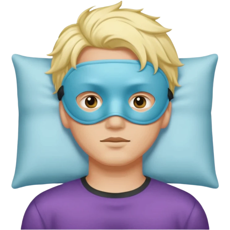 man with a sleep eye mask and colorful hair, no pillow emoji
