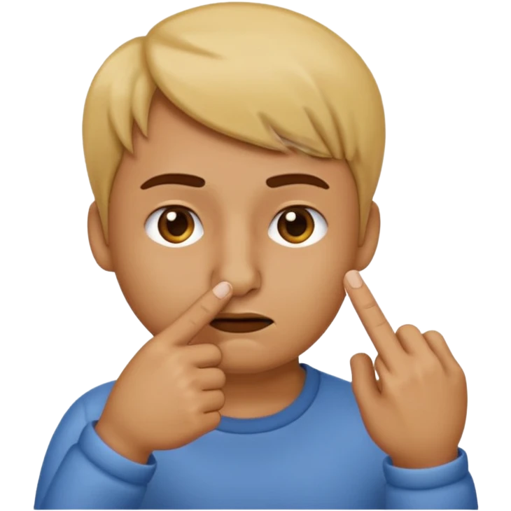 Make an emojis of a face wiping there nose with index finger with thump pointed down emoji